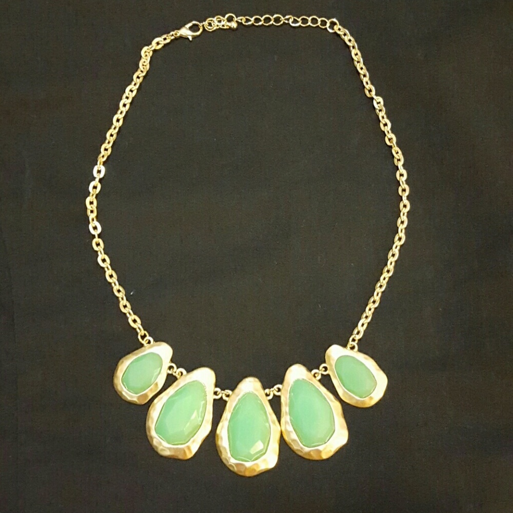 Anthropology Sea Green Jewel Stone Necklace
